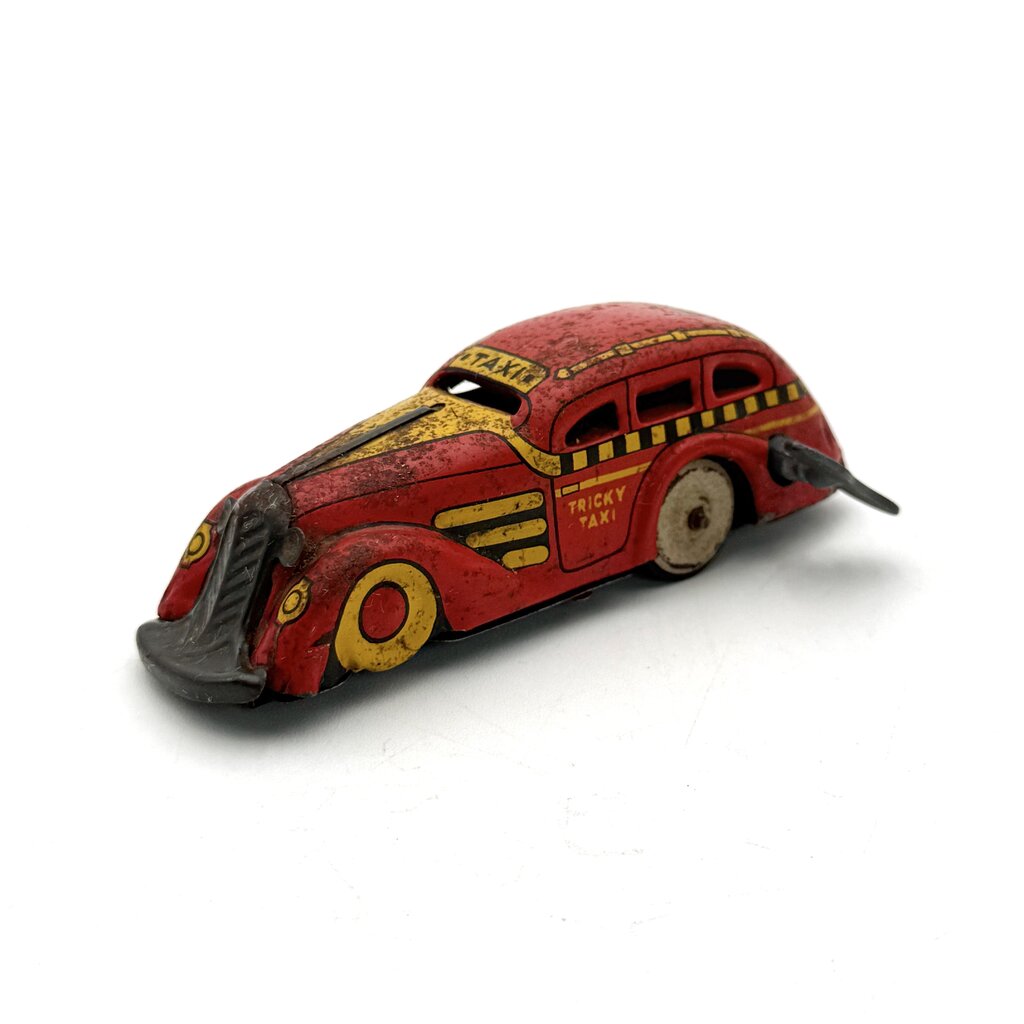 VTG MAR Tricky Taxi No. 7108 Tin Wind-Up Toy Car w/ Key