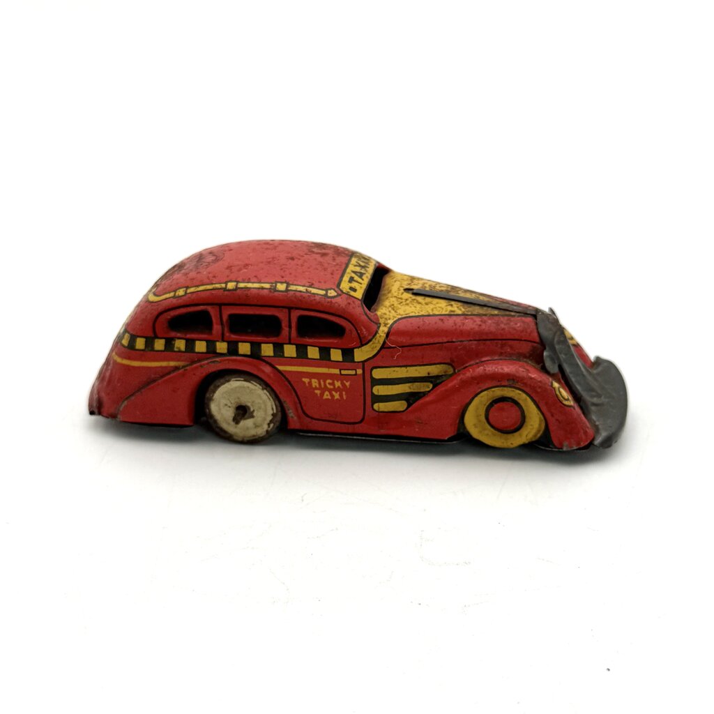 VTG MAR Tricky Taxi No. 7108 Tin Wind-Up Toy Car w/ Key
