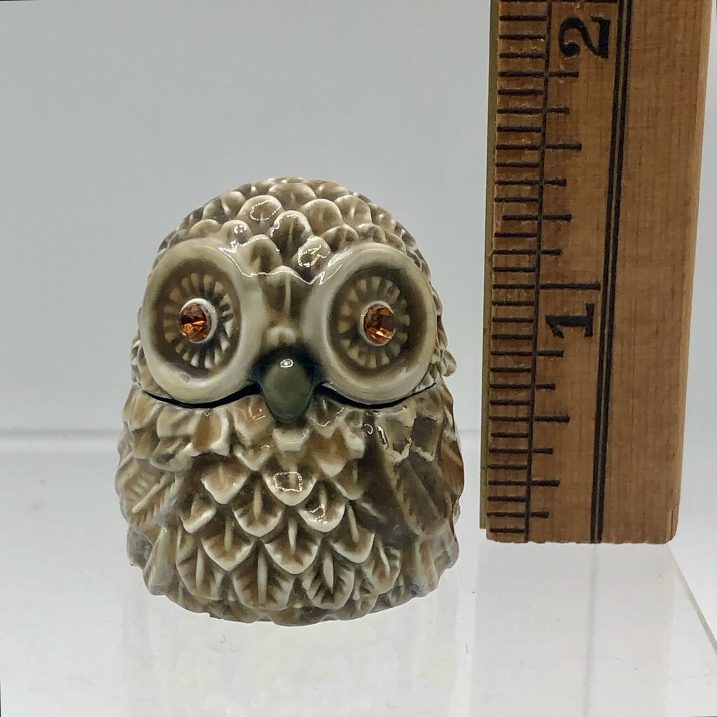 Vtg Monet Enameled Owl Trinket Box /b