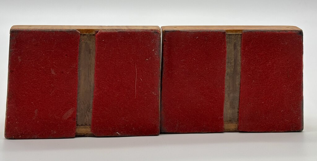 Vtg. Handmade Wooden Inlaid Book Ends /j