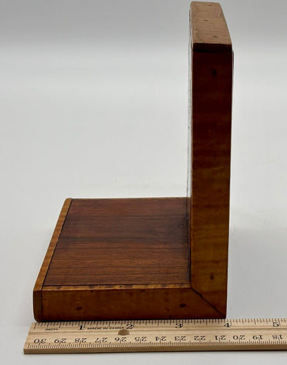 Vtg. Handmade Wooden Inlaid Book Ends /j
