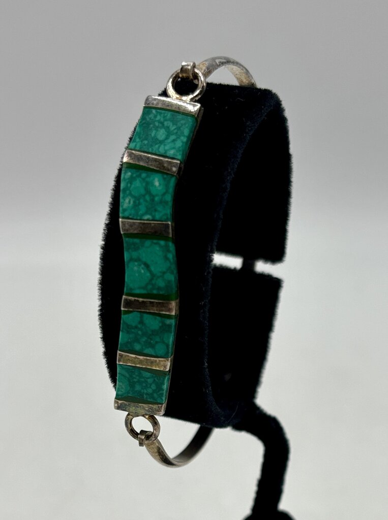 Sterling Silver & Turquoise Bangle Bracelet /j