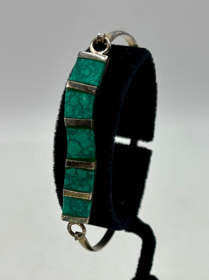 Sterling Silver & Turquoise Bangle Bracelet /j