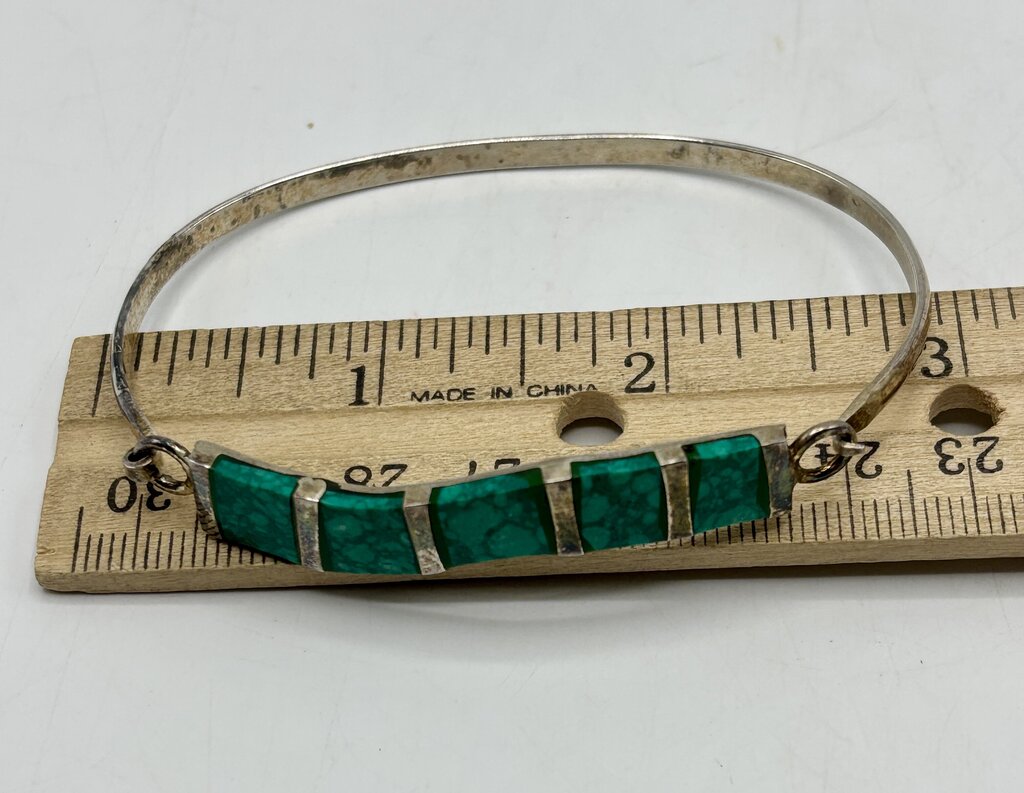Sterling Silver & Turquoise Bangle Bracelet /j