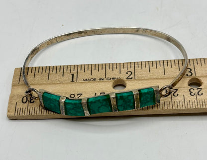 Sterling Silver & Turquoise Bangle Bracelet /j