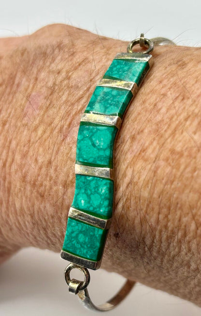 Sterling Silver & Turquoise Bangle Bracelet /j