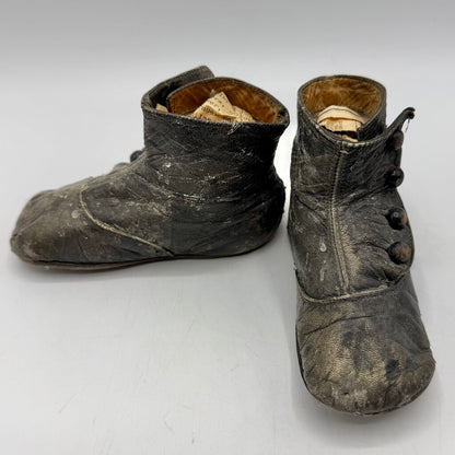 Antique Victorian Baby/Toddler Leather High Top 4 Button Boots /cb