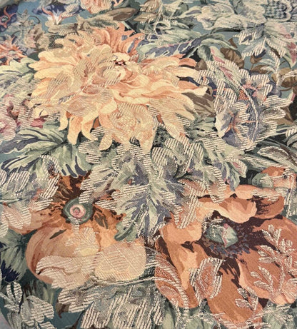 Floral Upholstered Chair with Carved Mahogany Frame