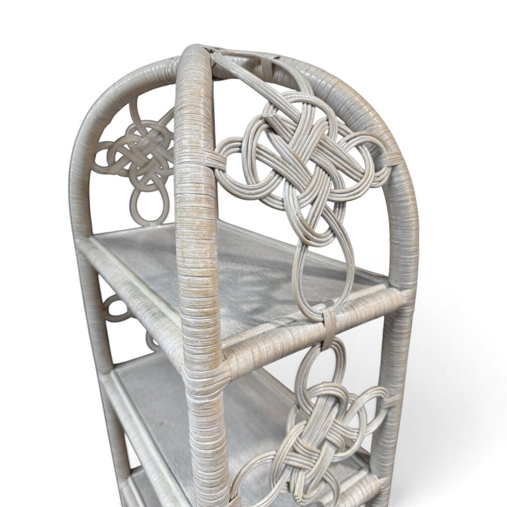 White Wicker & Rattan Arched Shelving Unit