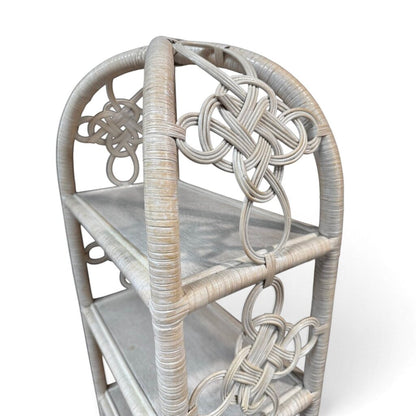 White Wicker & Rattan Arched Shelving Unit