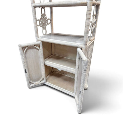 White Wicker & Rattan Arched Shelving Unit