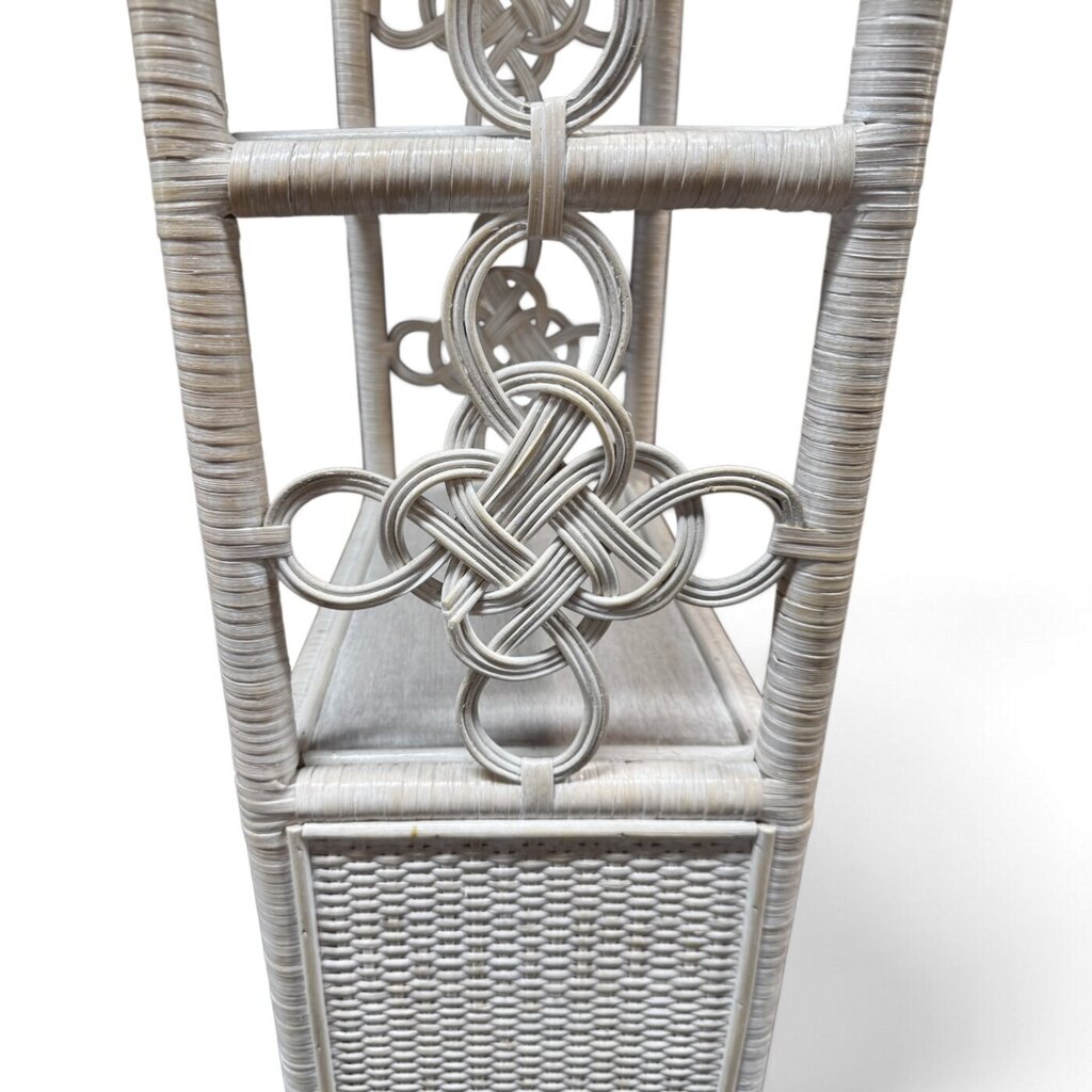 White Wicker & Rattan Arched Shelving Unit