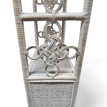 White Wicker & Rattan Arched Shelving Unit