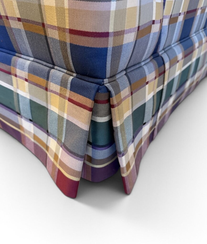 Henredon Multi-colored Plaid Upholstered Chair & Ottoman