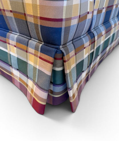 Henredon Multi-colored Plaid Upholstered Chair & Ottoman