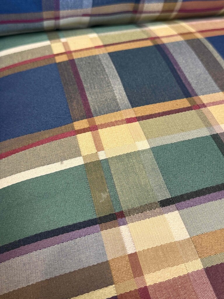 Henredon Multi-colored Plaid Upholstered Chair & Ottoman