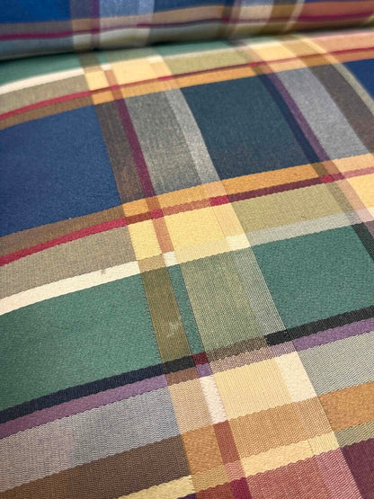 Henredon Multi-colored Plaid Upholstered Chair & Ottoman