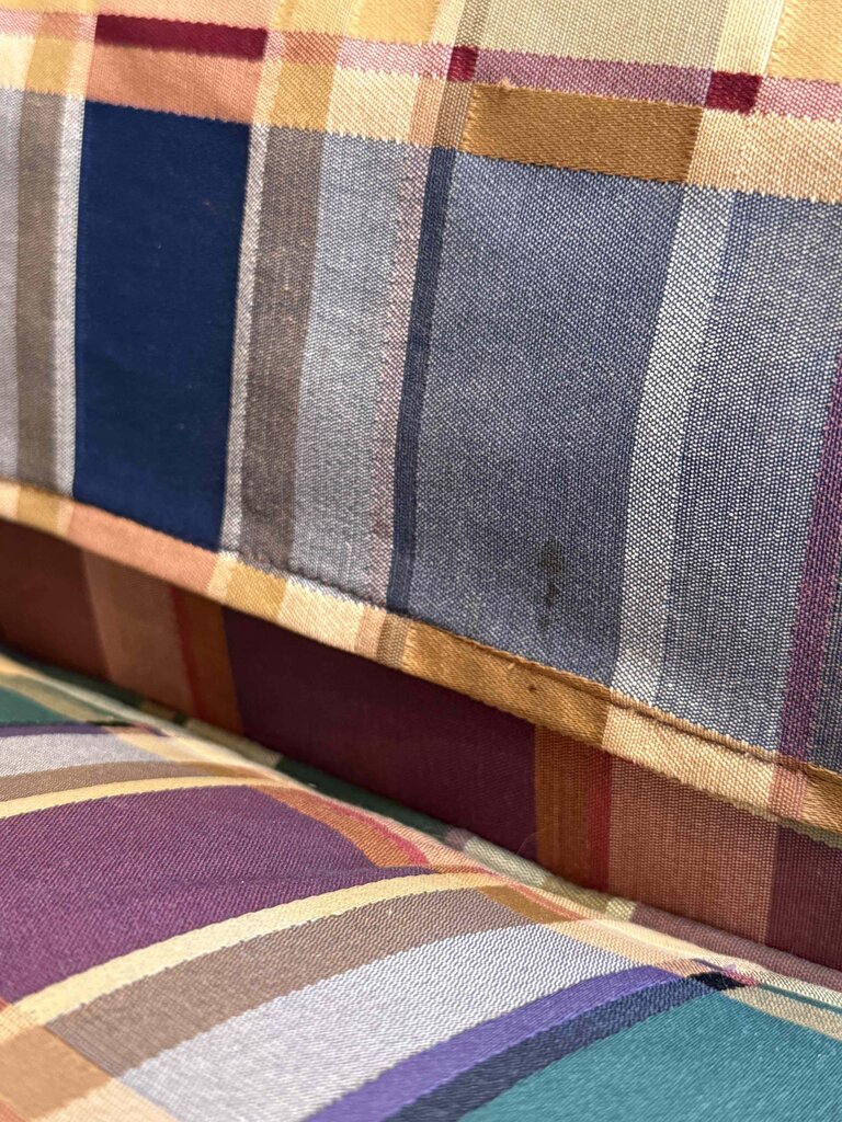 Henredon Multi-colored Plaid Upholstered Chair & Ottoman