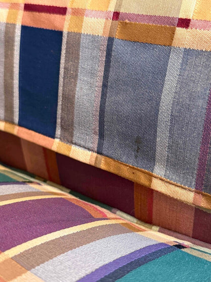 Henredon Multi-colored Plaid Upholstered Chair & Ottoman