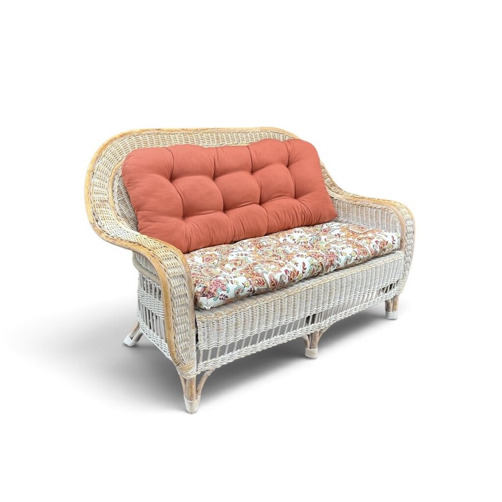 Wicker Sunroom Bench & Side Table
