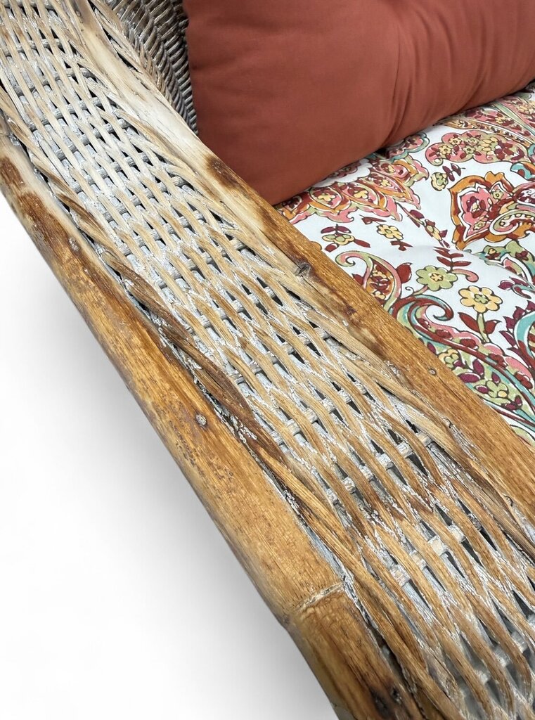 Wicker Sunroom Bench & Side Table