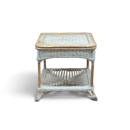 Wicker Sunroom Bench & Side Table