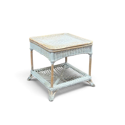 Wicker Sunroom Bench & Side Table