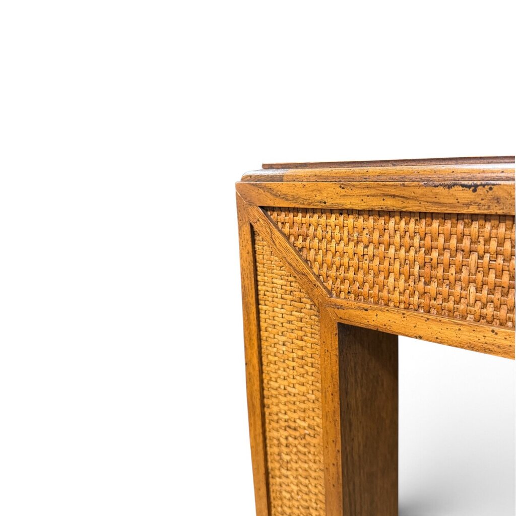 Checkered Burl Wood Dining Table with 6 Chairs and 2 Leaves