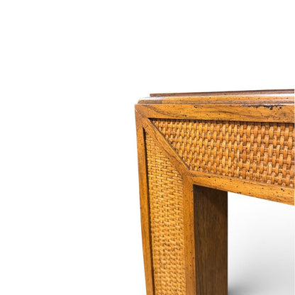 Checkered Burl Wood Dining Table with 6 Chairs and 2 Leaves