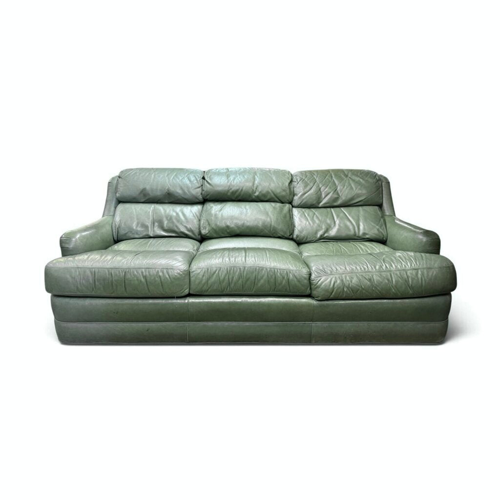 Whittemore Sherrill Seafoam Faux Leather 3 Seater Couch