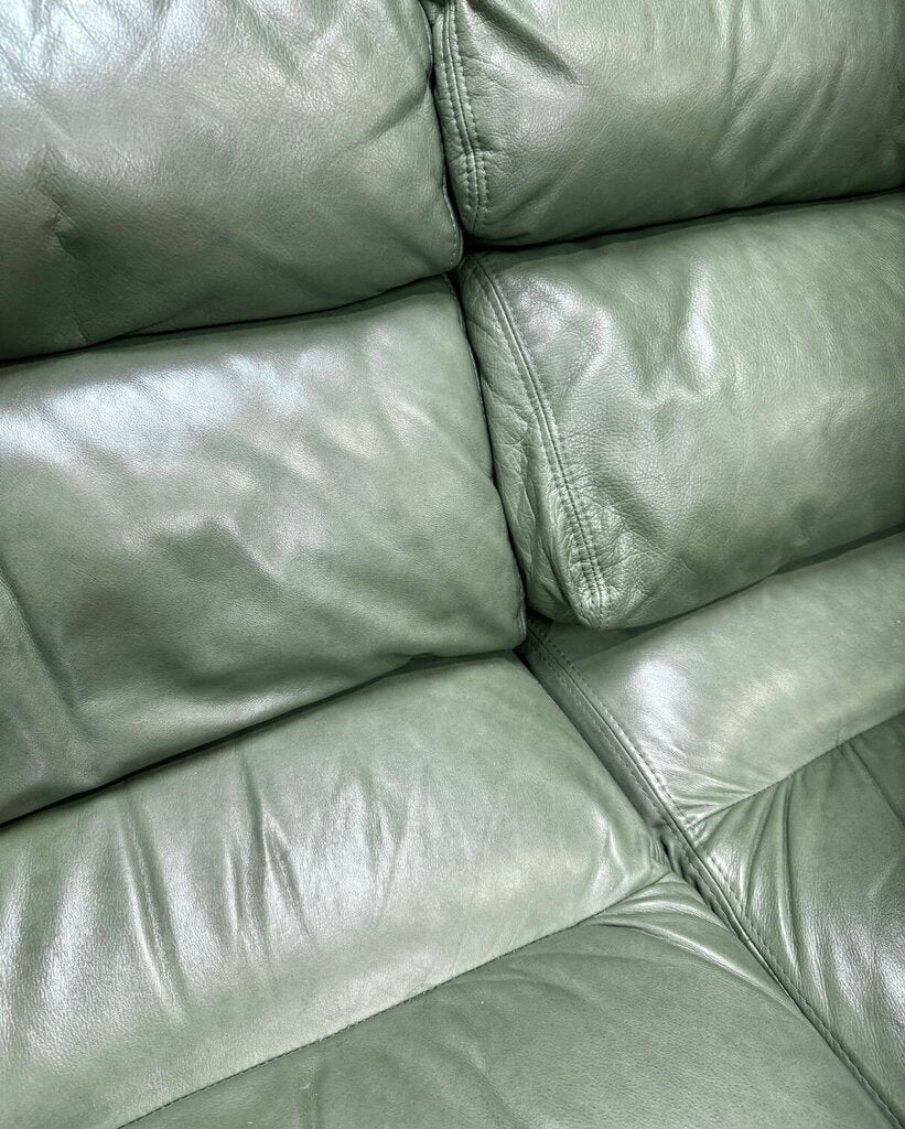Whittemore Sherrill Seafoam Faux Leather 3 Seater Couch