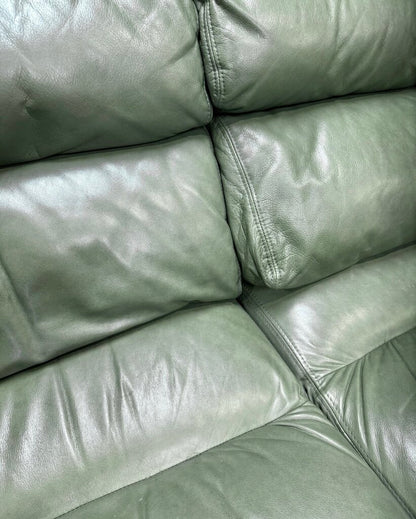 Whittemore Sherrill Seafoam Faux Leather 3 Seater Couch