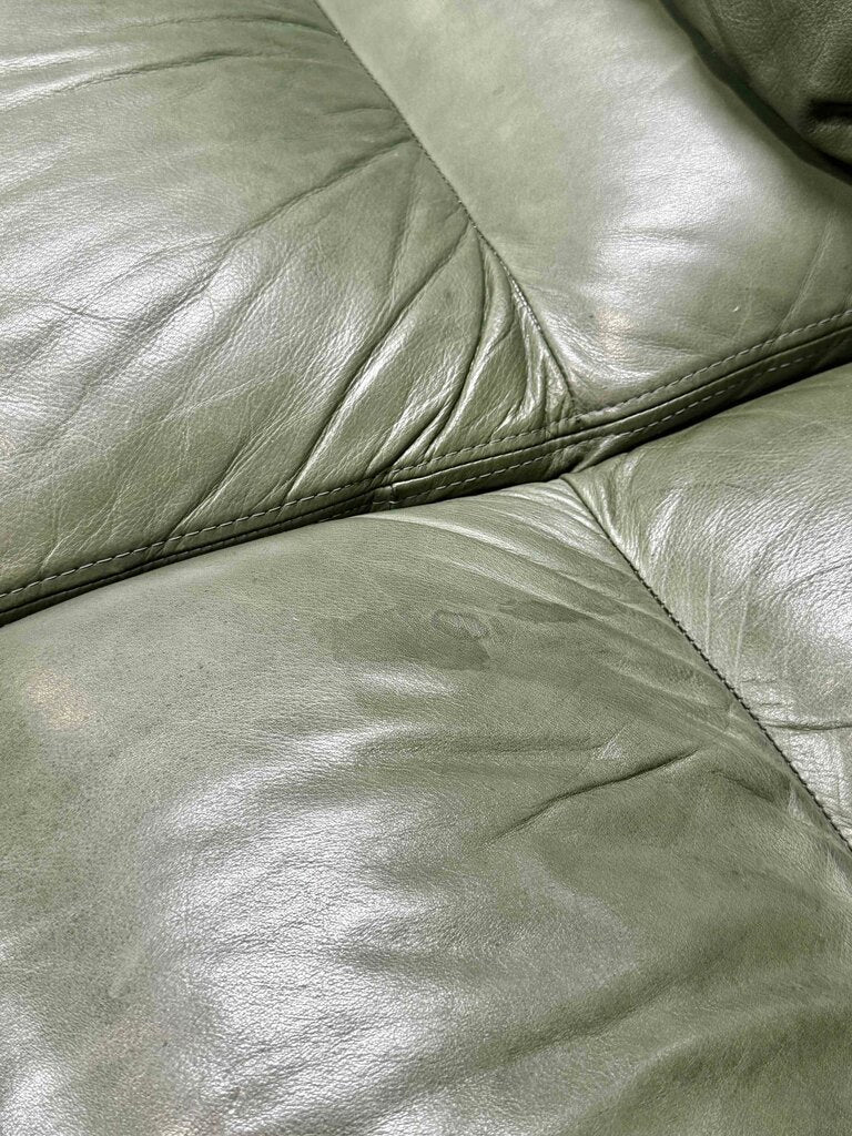 Whittemore Sherrill Seafoam Faux Leather 3 Seater Couch