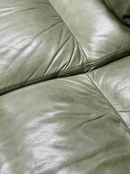 Whittemore Sherrill Seafoam Faux Leather 3 Seater Couch