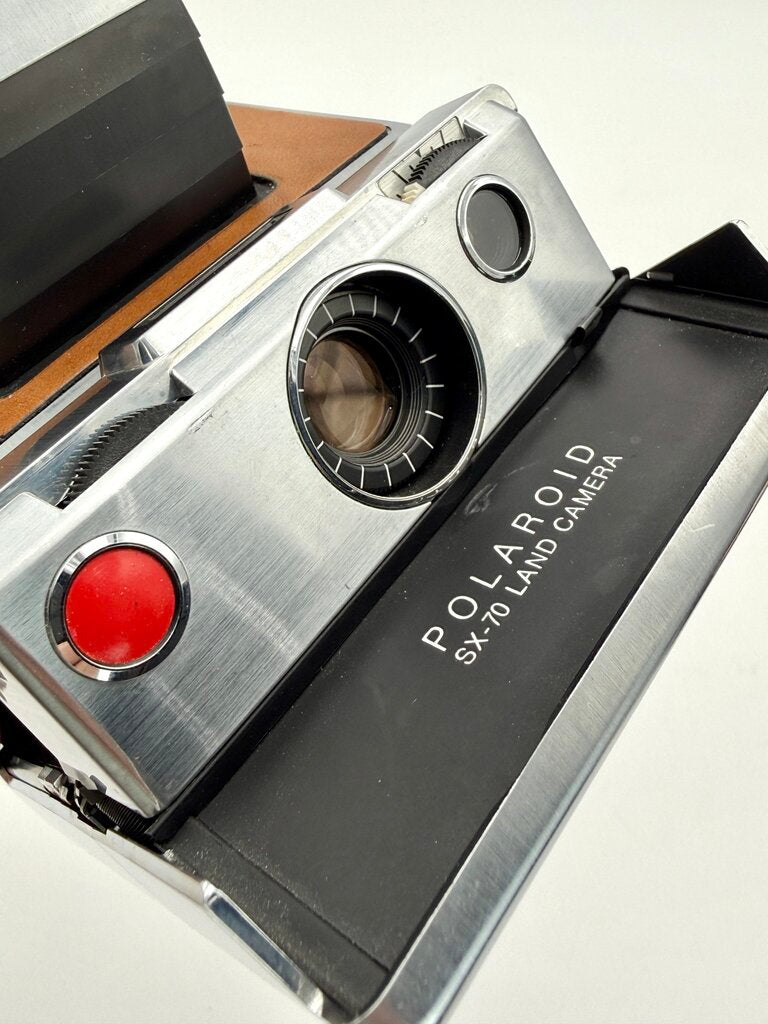 VTG Polaroid SX-70 Land Camera w/ Brown Leather Case & Accessories