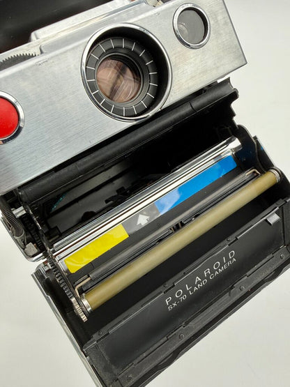 VTG Polaroid SX-70 Land Camera w/ Brown Leather Case & Accessories
