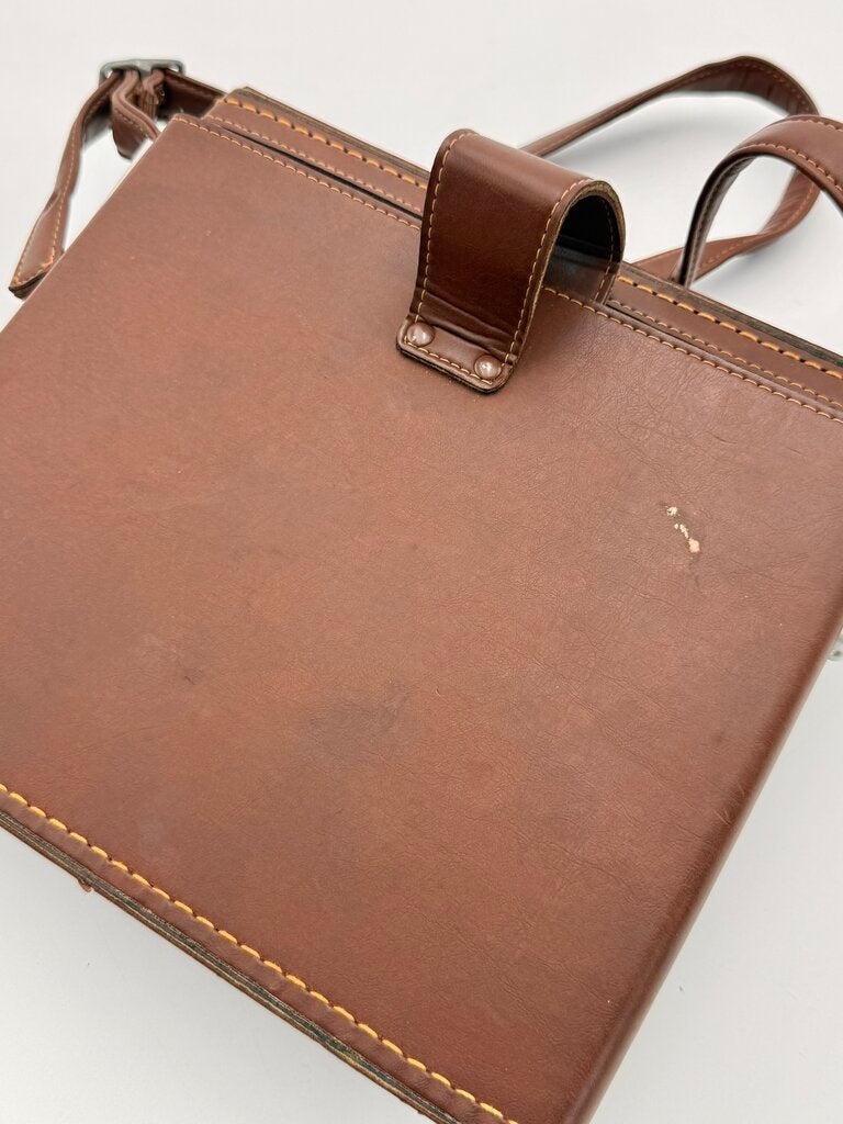 VTG Polaroid SX-70 Land Camera w/ Brown Leather Case & Accessories