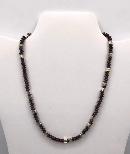 Vtg Silpada Sterling Silver & Garnet Rondelle Beaded Necklace & Rin /b
