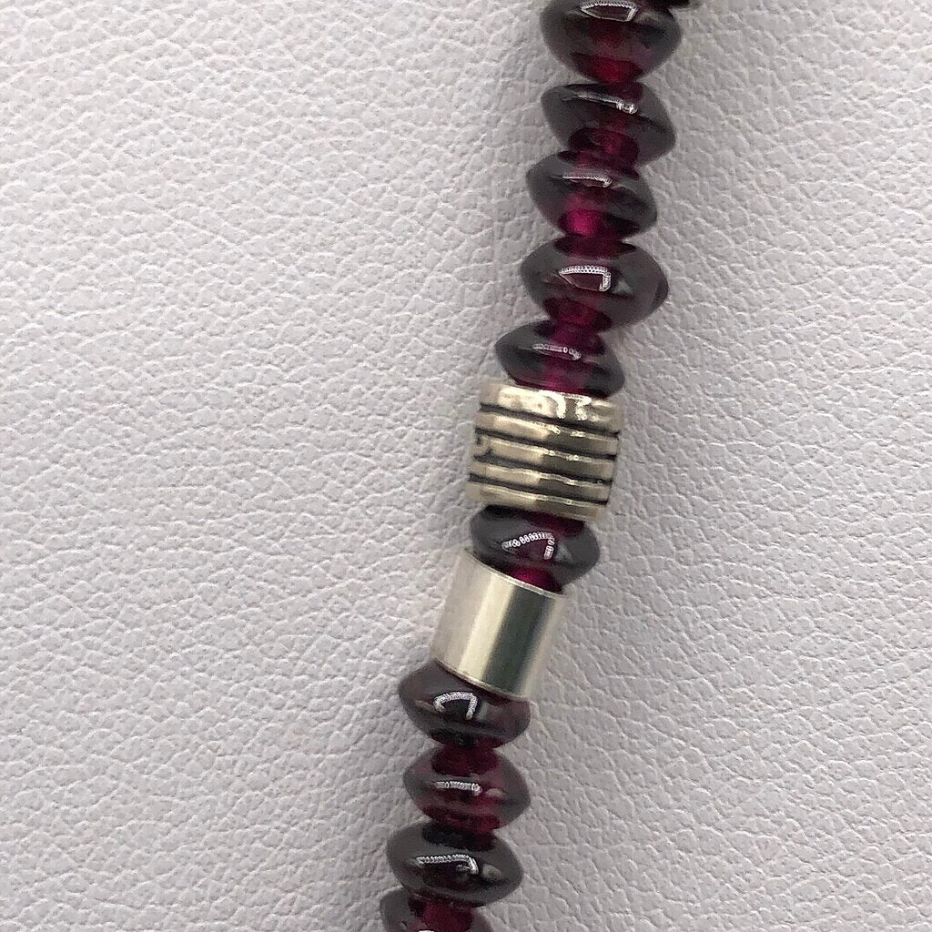 Vtg Silpada Sterling Silver & Garnet Rondelle Beaded Necklace & Rin /b