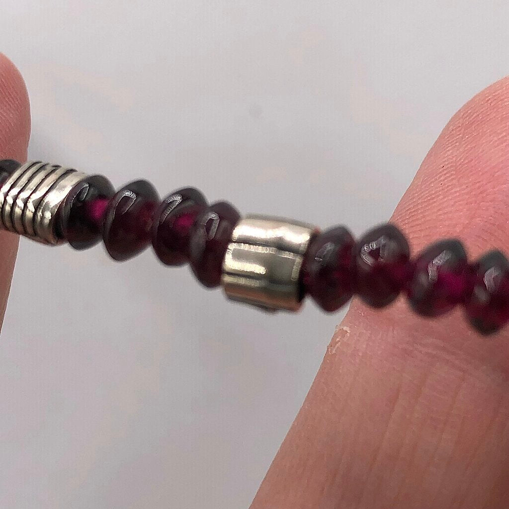 Vtg Silpada Sterling Silver & Garnet Rondelle Beaded Necklace & Rin /b