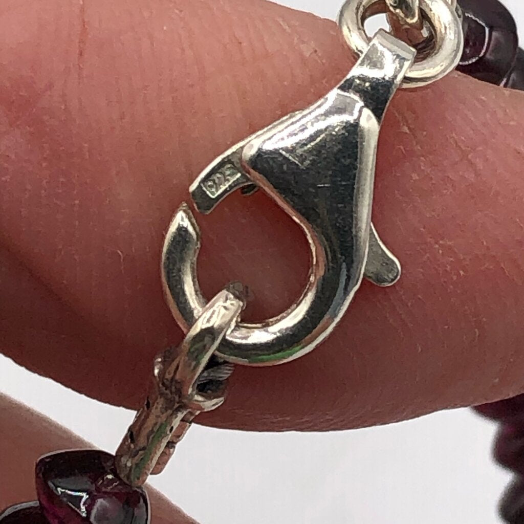 Vtg Silpada Sterling Silver & Garnet Rondelle Beaded Necklace & Rin /b