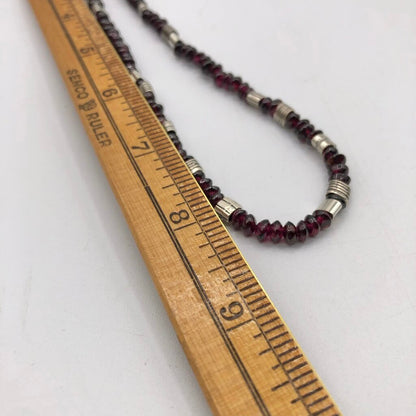 Vtg Silpada Sterling Silver & Garnet Rondelle Beaded Necklace & Rin /b