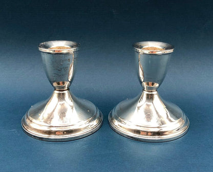 Vtg Pair Duchin Sterling Silver 3” Candlesticks Weighted /b