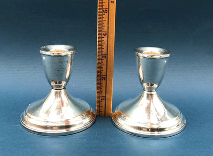 Vtg Pair Duchin Sterling Silver 3” Candlesticks Weighted /b