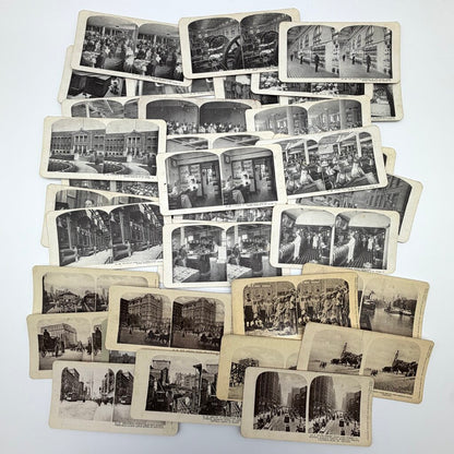 Set of 36 Antique Stereoview Cards Sears, Roebuck Chicago New York City /cb