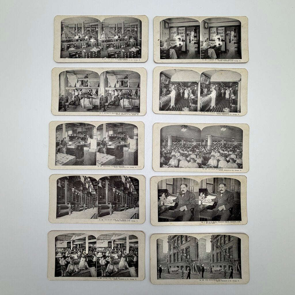 Set of 36 Antique Stereoview Cards Sears, Roebuck Chicago New York City /cb