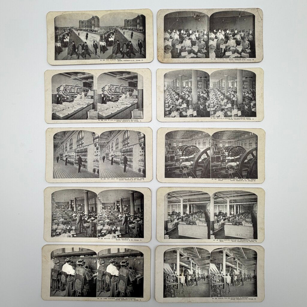 Set of 36 Antique Stereoview Cards Sears, Roebuck Chicago New York City /cb