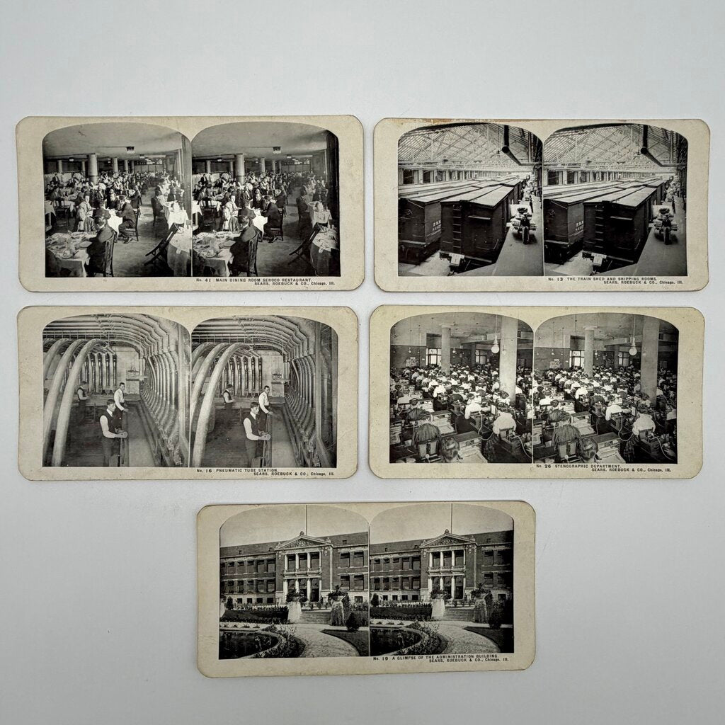 Set of 36 Antique Stereoview Cards Sears, Roebuck Chicago New York City /cb