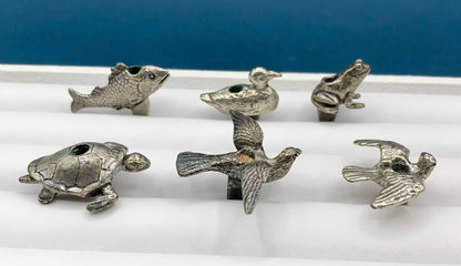 6ea Vintage Reed & Barton Silver Plate Animal Birthday Candle Holders /b