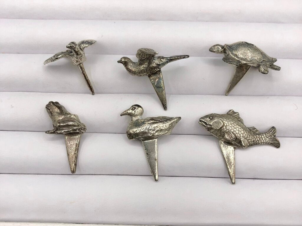 6ea Vintage Reed & Barton Silver Plate Animal Birthday Candle Holders /b
